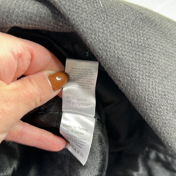 S ORIGINAL Black Double Breast Button Up Wool Polyester Peacoat Jacket Size 36 - Picture 9 of 9